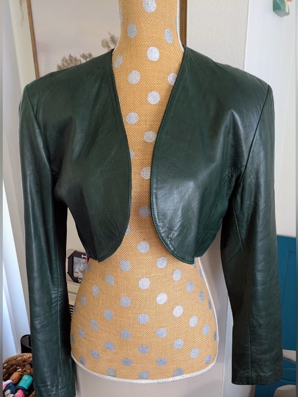 Cropped Dark Green Leather Jacket - Women’s Cropped Style